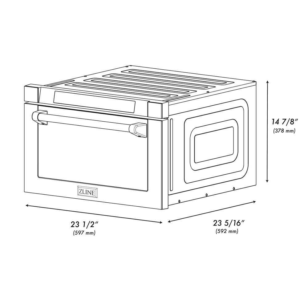 ZLINE Autograph Edition 24-Inch Built-In Microwave Drawer - 1.2 cu ft Stainless Steel with Matte Black Accents (MWDZ 1 H MB) - Perfect for Modern Kitchens, Small Spaces & Luxury Home Upgrades