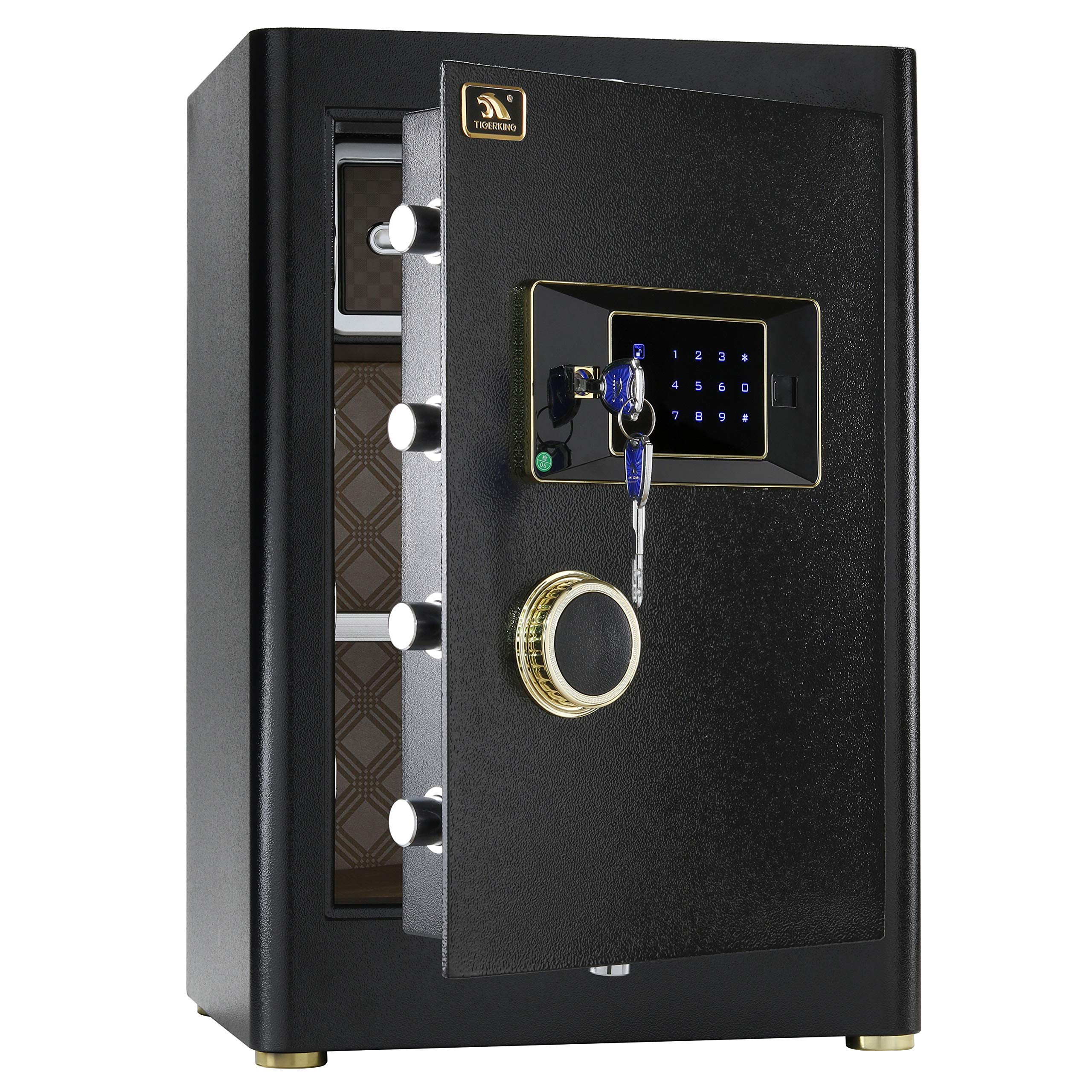 TIGERKING Large Digital Safe Box - 2.05 Cubic Feet Home Security Safe with Touch Screen Keypad & Built-in Lock Box | Fireproof Safe for Home, Office, Jewelry, Documents & Cash Protection