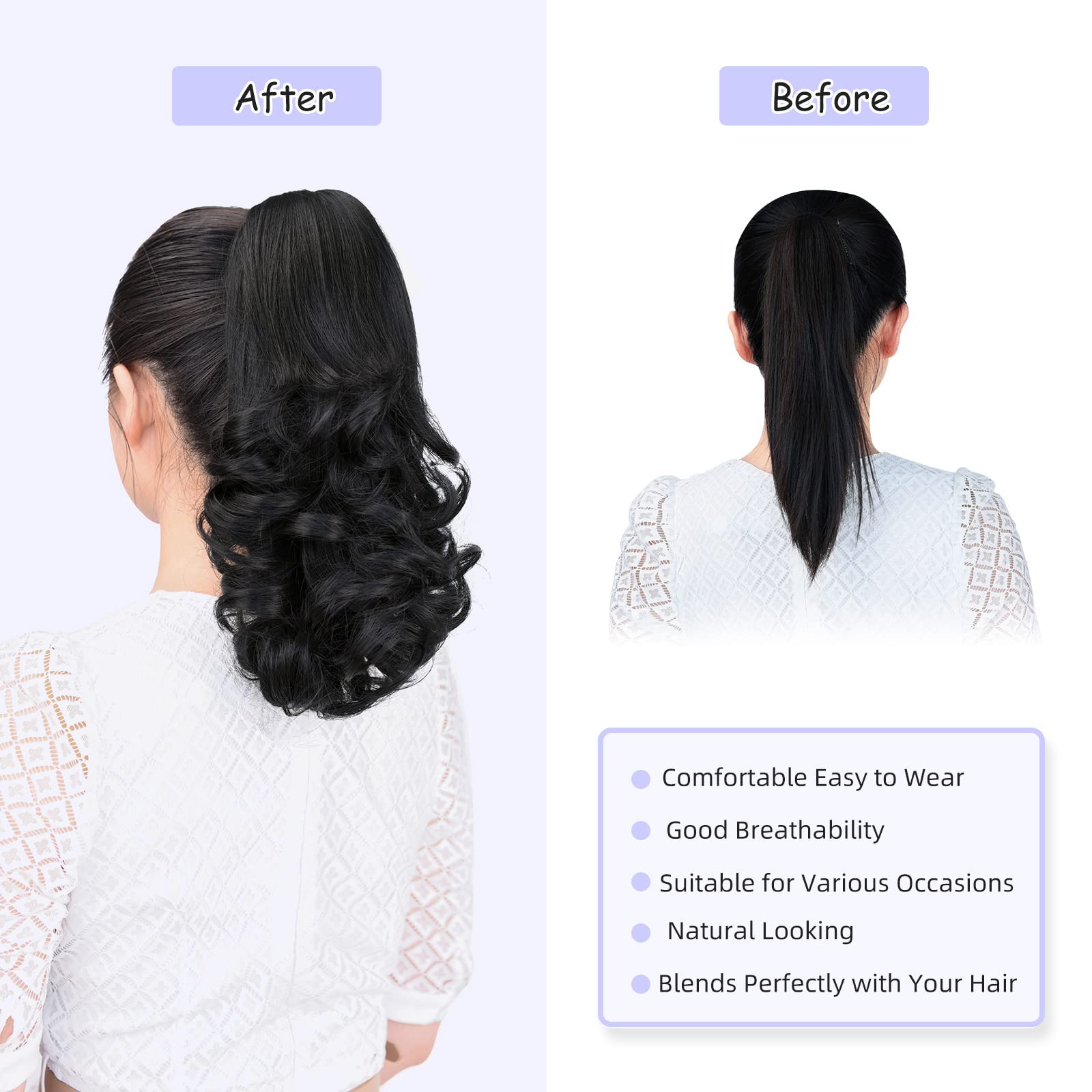 Natural Straight Ponytail Hair Extension with Claw Clip - Seamless Blonde Brown Black Hairpiece for Women - Perfect for Parties, Weddings & Everyday Styling