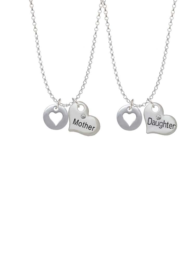 Delight Jewelry Sterling Silver Heart Cutout Mother Daughter Necklace Set (2 Pcs, 19