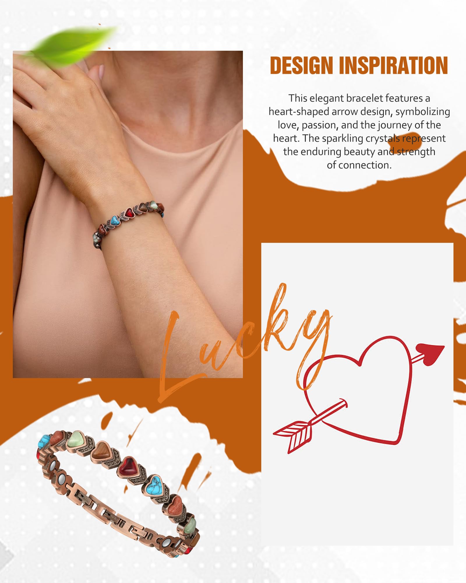 Jecanori Copper Magnetic Bracelets for Women - 3800 Gauss Ultra Strength Magnets with Adjustable Sizing Tool | Pain Relief & Wellness Jewelry for Arthritis, Circulation & Everyday Wear