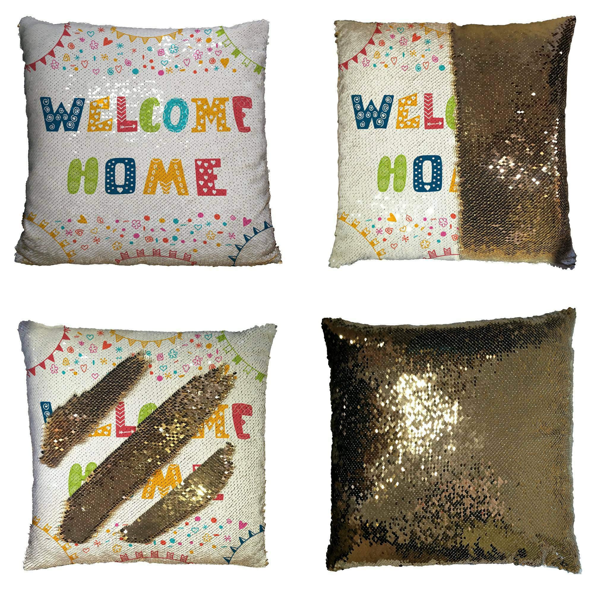 ECZJNT Colorful Welcome Home Pillow Case - 16x16 Inch Decorative Cushion Cover for Sofa, Bed & Living Room Home Decor