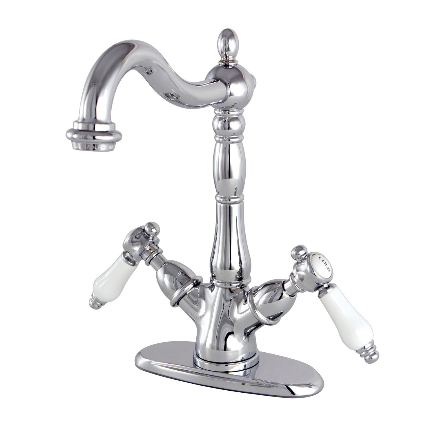 Bel Air KS1491BPL Modern Two Handle Deck Mount Vessel Faucet - 1 or 3 Hole Installation - Polished Chrome Finish - Perfect for Bathroom Vanities & Powder Rooms