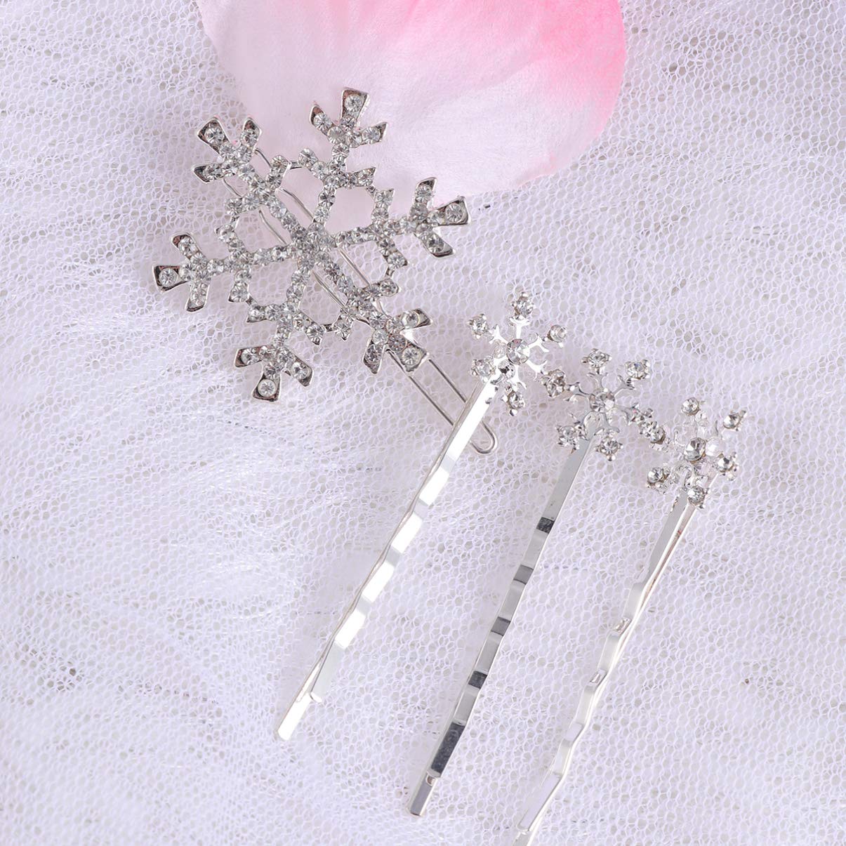 Beaupretty 6-Piece Rhinestone Snowflake Hair Clips - Silver Winter Wedding Hairpins & Bobby Pins for Women & Girls | Christmas Party, Bridal, and Holiday Hair Accessories