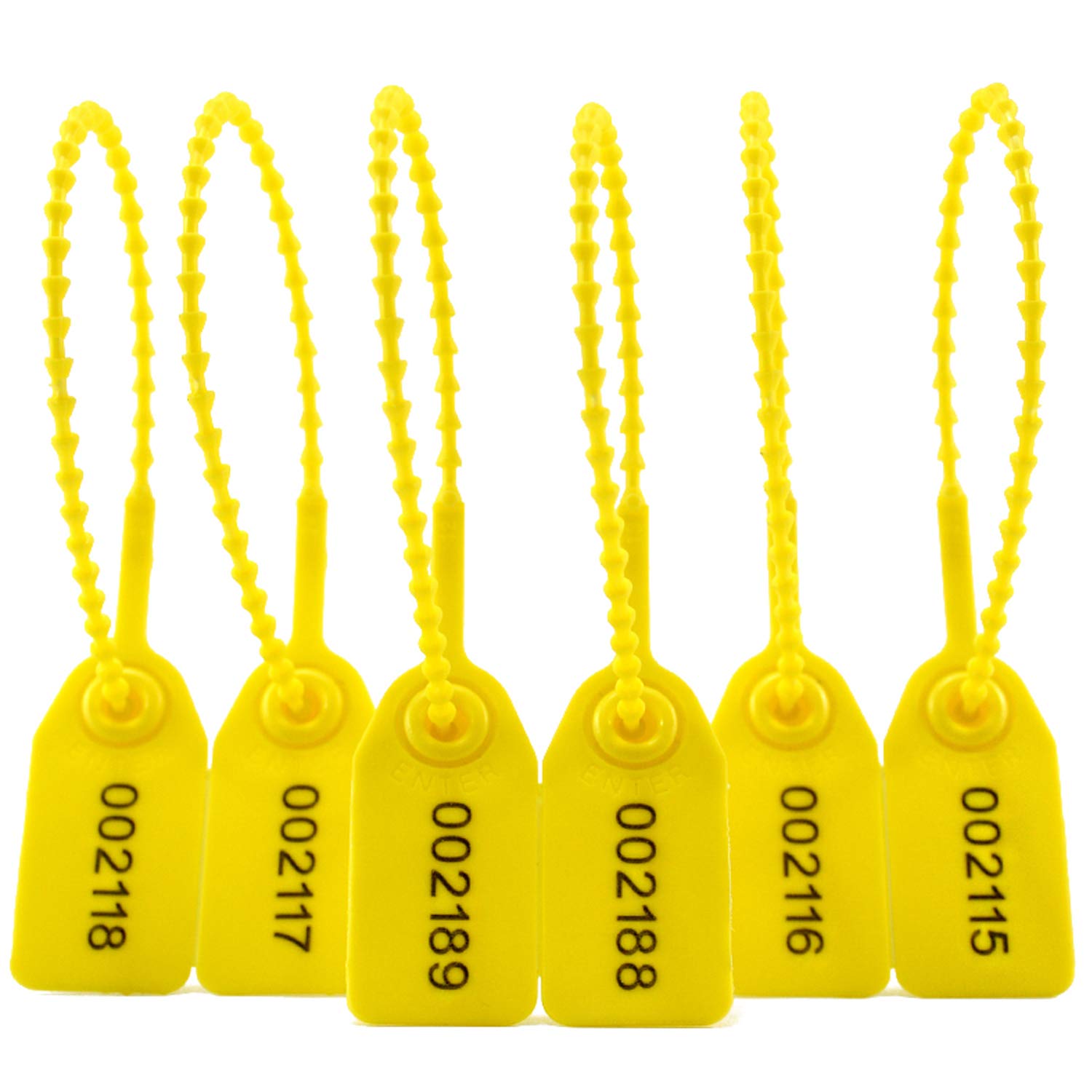 1000pcs Yellow Plastic Tamper Proof Security Seals - Numbered Pull-Tite Disposable Self-Locking Zip Ties for Fire Extinguishers (250mm) | Ideal for Safety Inspections, Equipment Maintenance & Tamper-Evident Protection