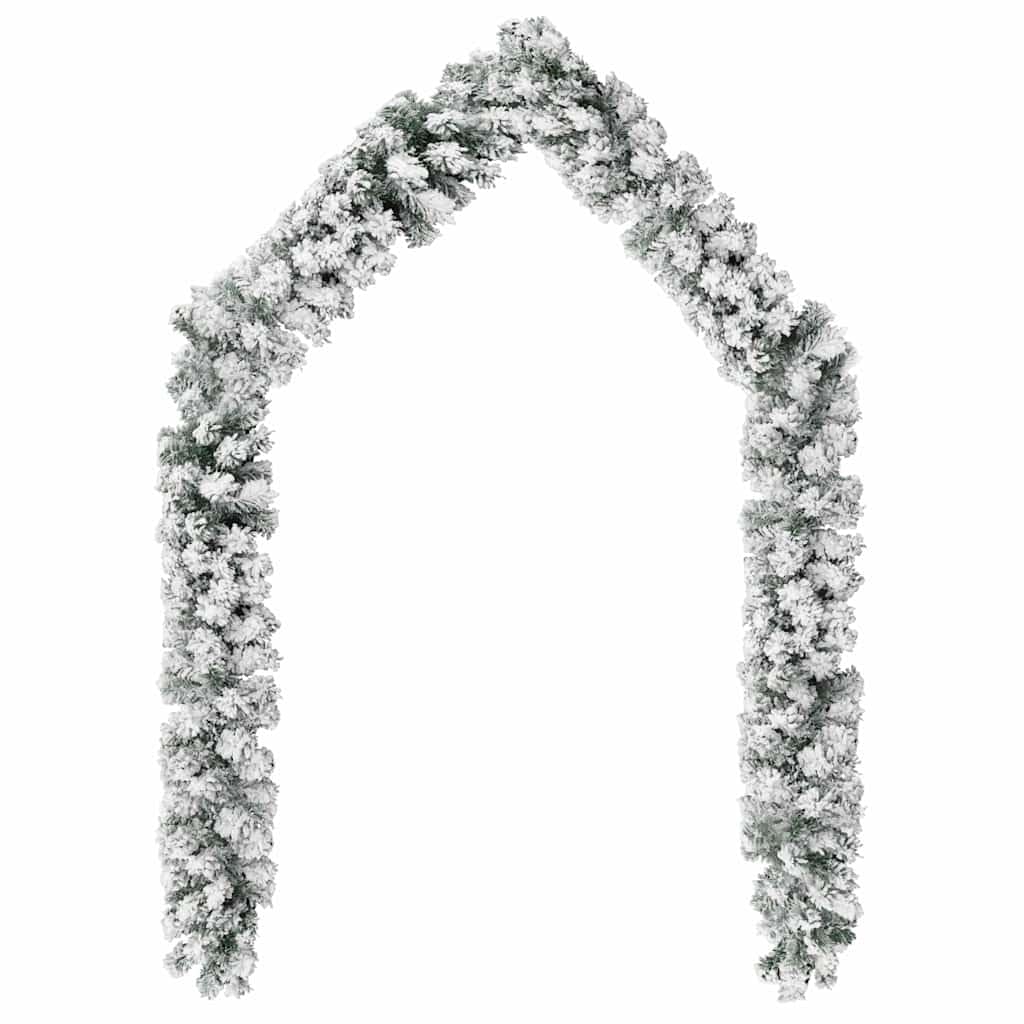 vidaXL 66 ft Green PVC Christmas Garland with Flocked White Snow - Artificial Holiday Decor for Indoor & Outdoor Use - Perfect for Fireplace, Staircase, and Christmas Tree Decoration