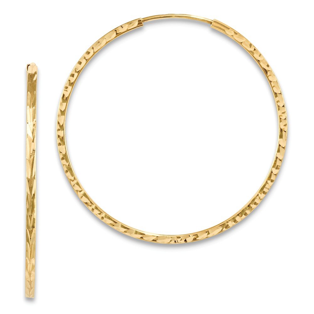 14K Yellow Gold Shiny-Cut Square Tube Hoop Earrings for Women - Endless Loop Design, Hypoallergenic Jewelry Gift for Her - Perfect for Parties, Weddings & Everyday Wear
