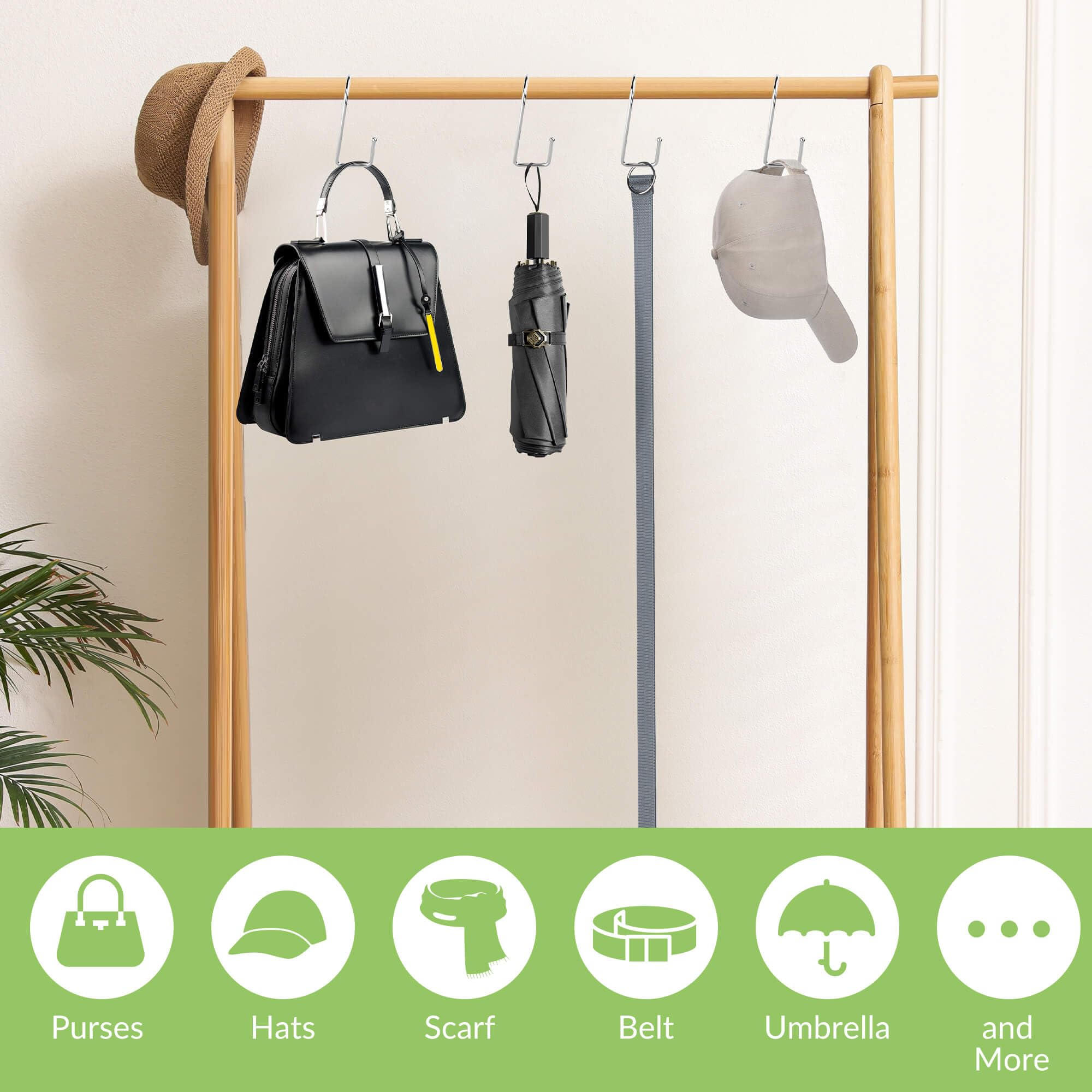 15 Pack Heavy Duty Purse Hangers for Closet - Super Sturdy Bag Hooks for Backpacks, Handbags & Accessories - Space Saving Closet Organizer & Storage Solution (Silver) - Perfect for Bedroom, Dorm, Office & Travel Organization