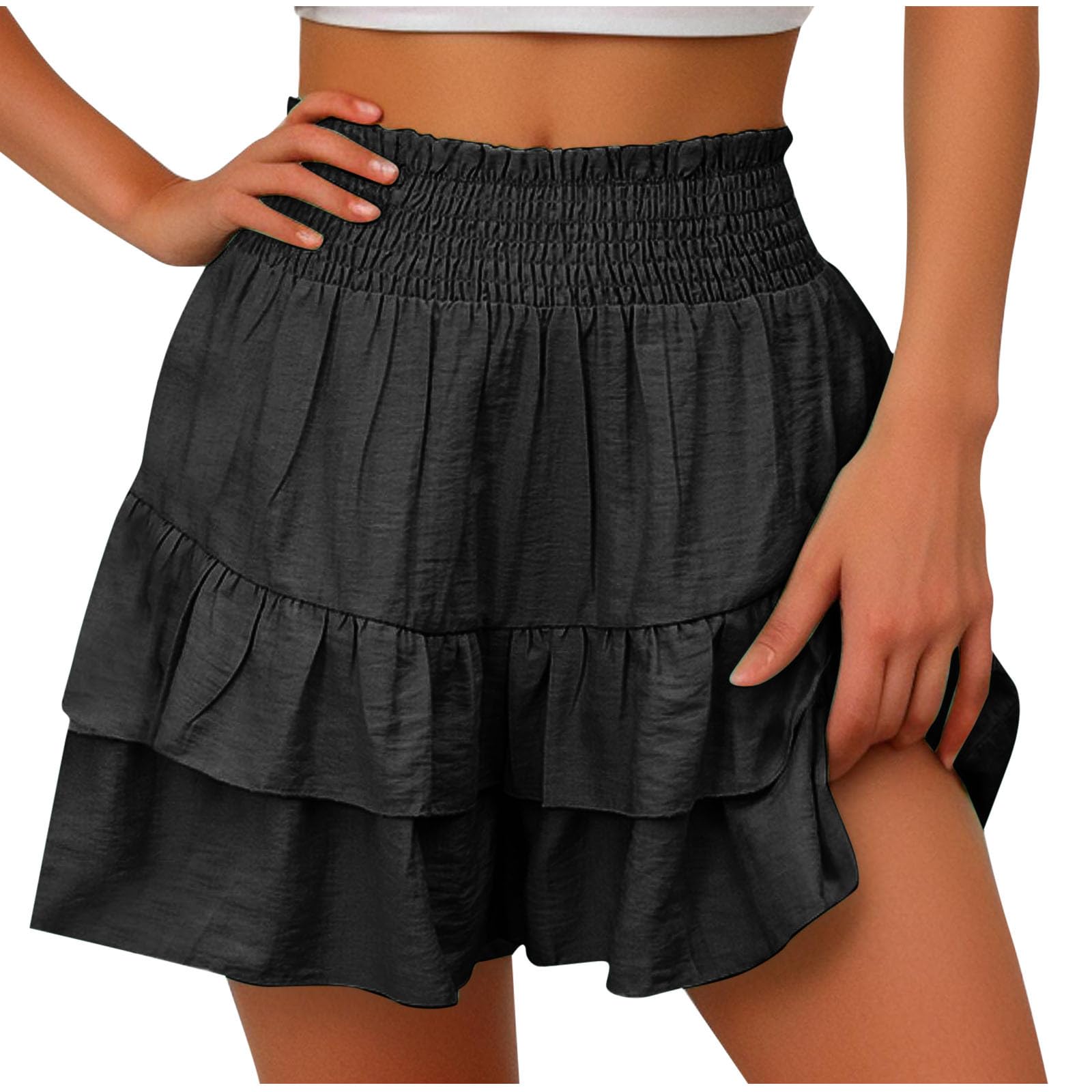 Women's High Waisted Stretchy Shorts - Summer Casual Y2K Wide Leg Pants for Beach & Outings