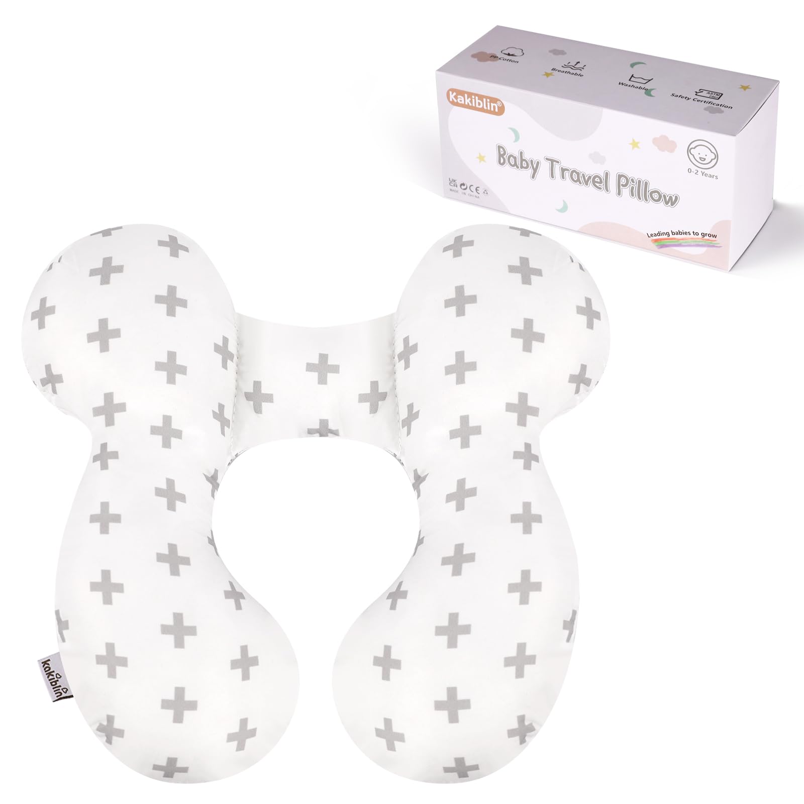 KAKIBLIN Baby Travel Pillow - Upgraded Neck Support Pillow for Car Seat & Stroller - Soft Head Support Cushion for Toddlers & Infants - Perfect for Road Trips, Airplane Travel & Daily Use (Twig)