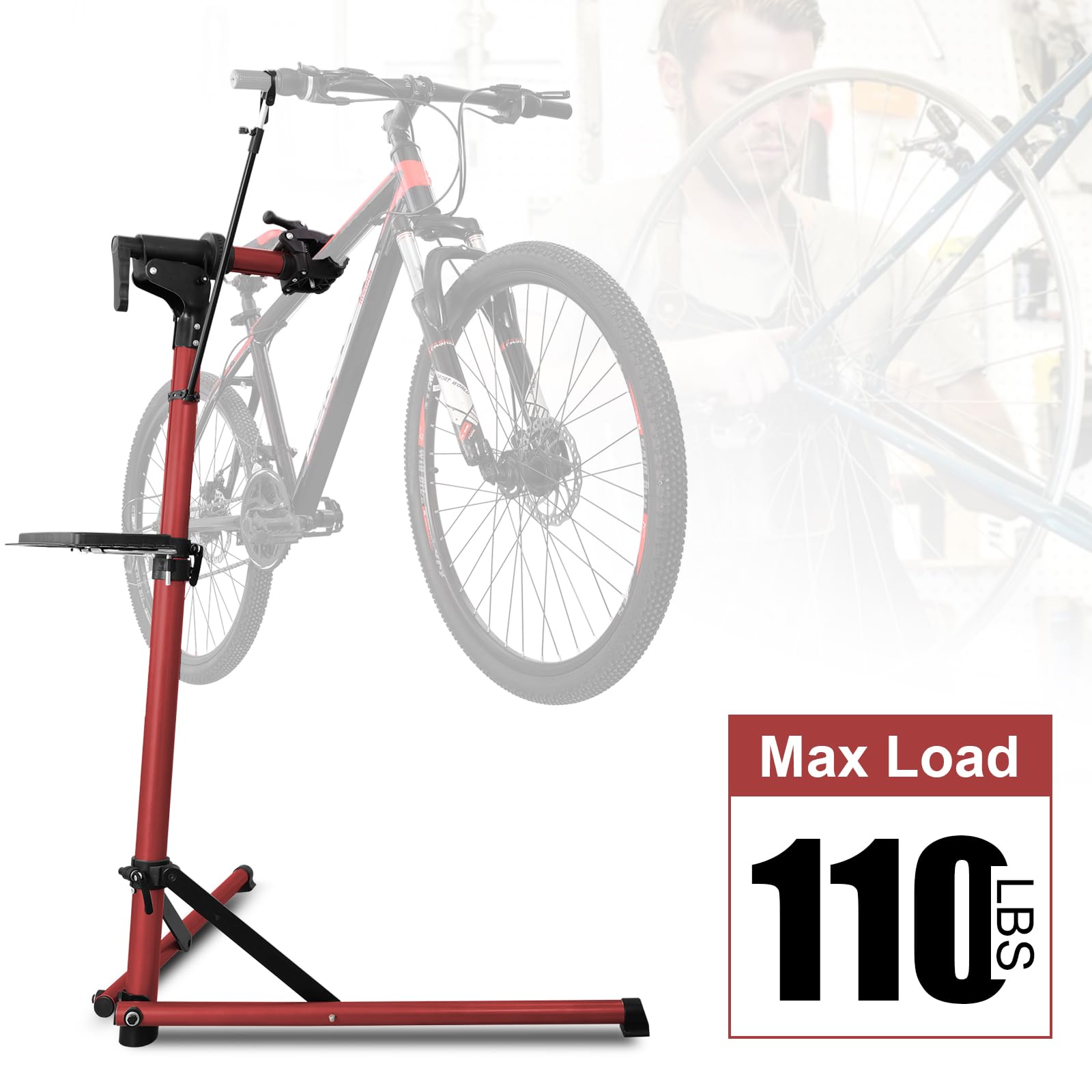 Heavy Duty Electric Bike Repair Stand - 110 lbs Capacity, Portable Aluminum Bicycle Maintenance Workstand for E-Bikes, Mountain Bikes & Road Bikes | Perfect for Home Garage, Bike Shops & Outdoor Repairs