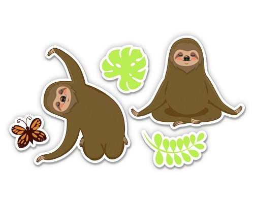 Sloths Yoga Meditating Cute Vinyl Stickers Set - 8