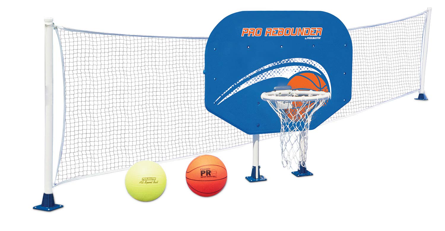 Poolmaster Swimming Pool Basketball and Volleyball Game Combo Set for Above-Ground Pools - Fun Water Sports Equipment for Backyard Summer Parties & Family Outdoor Activities