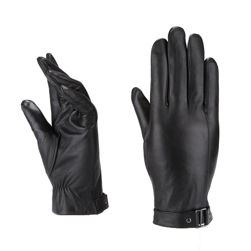 MoDA Men's Mr. Pittsburgh Genuine Leather Wrist Strap Gloves for Driving, Motorcycling & Winter Outdoor Activities - Durable & Stylish Men's Fashion Accessory