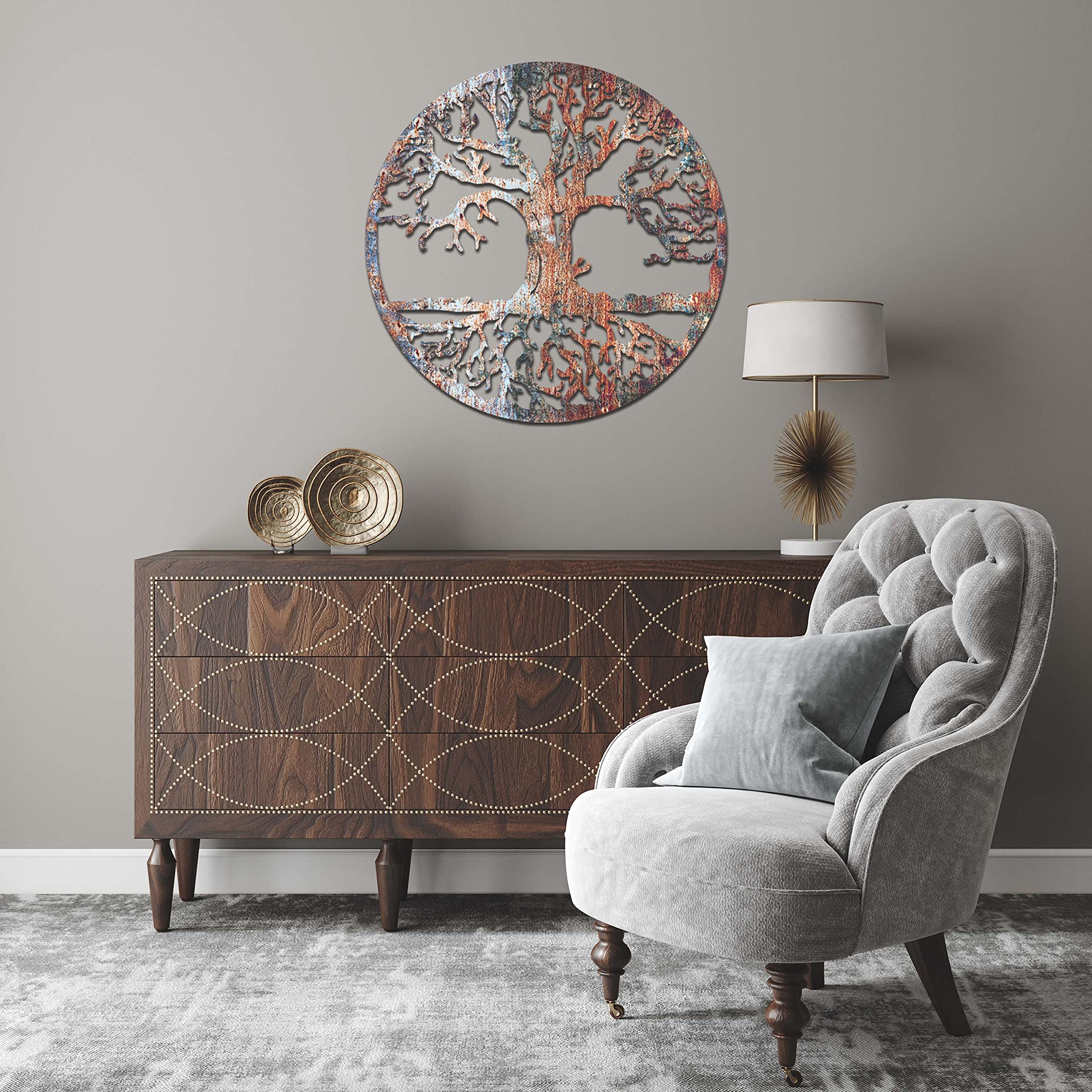 Venovez Tree of Life Metal-Wood Wall Art - 27.5