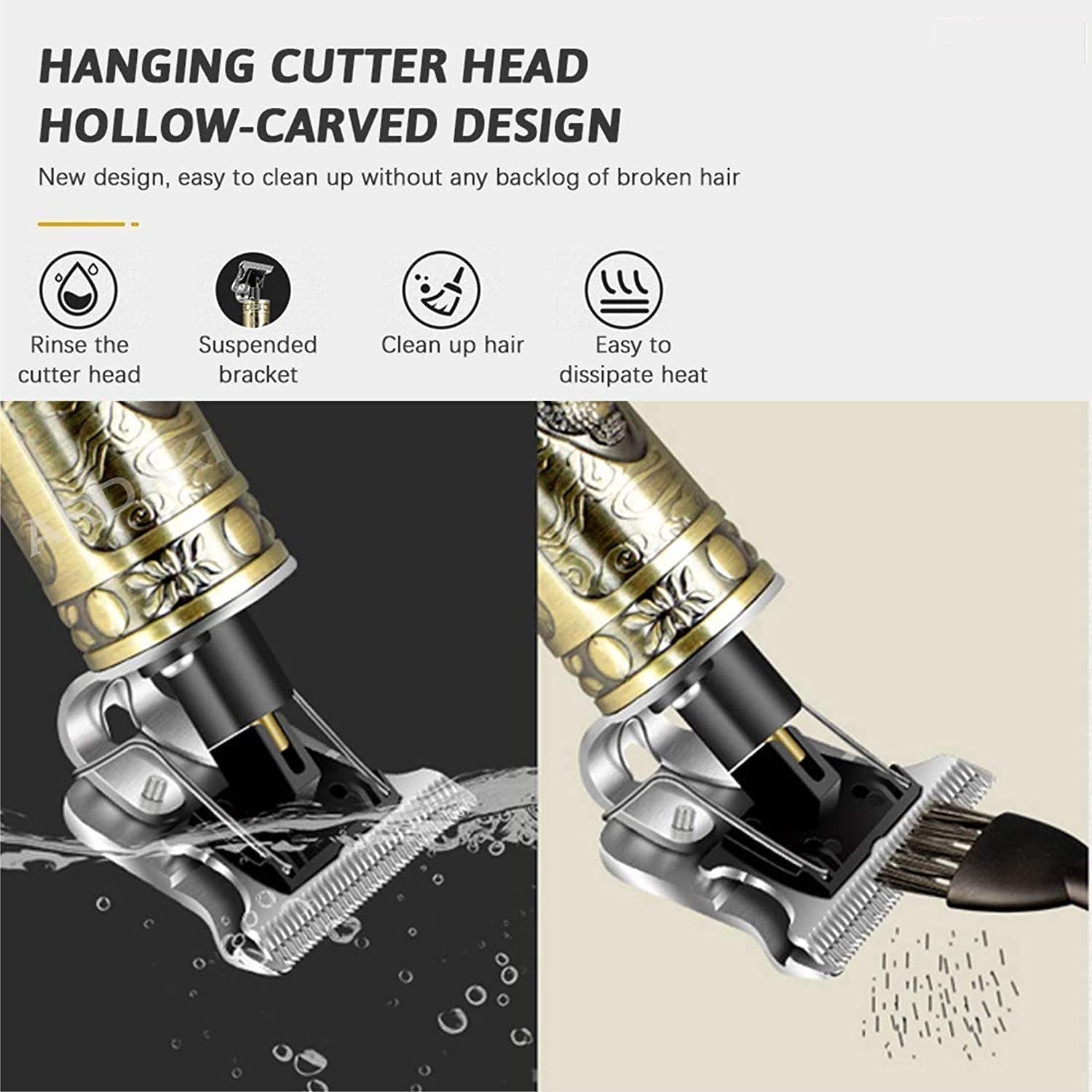 EVERSTRONG Professional Corded Electric Hair Trimmer for Men - Adjustable Blade Clipper & Shaver with Golden Finish - Perfect for Home Haircuts, Beard Trimming, and Buddha Style Grooming