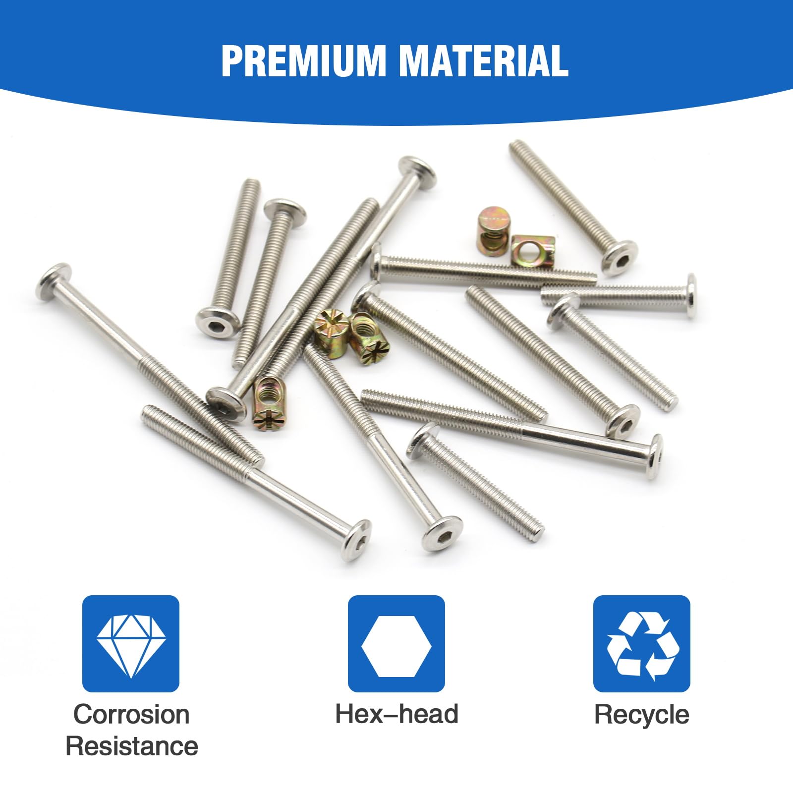 Hincell 28-Piece Baby Crib Screws Kit - M6 Hex Bolts & Nuts Set for Bed Frame Assembly & Repair