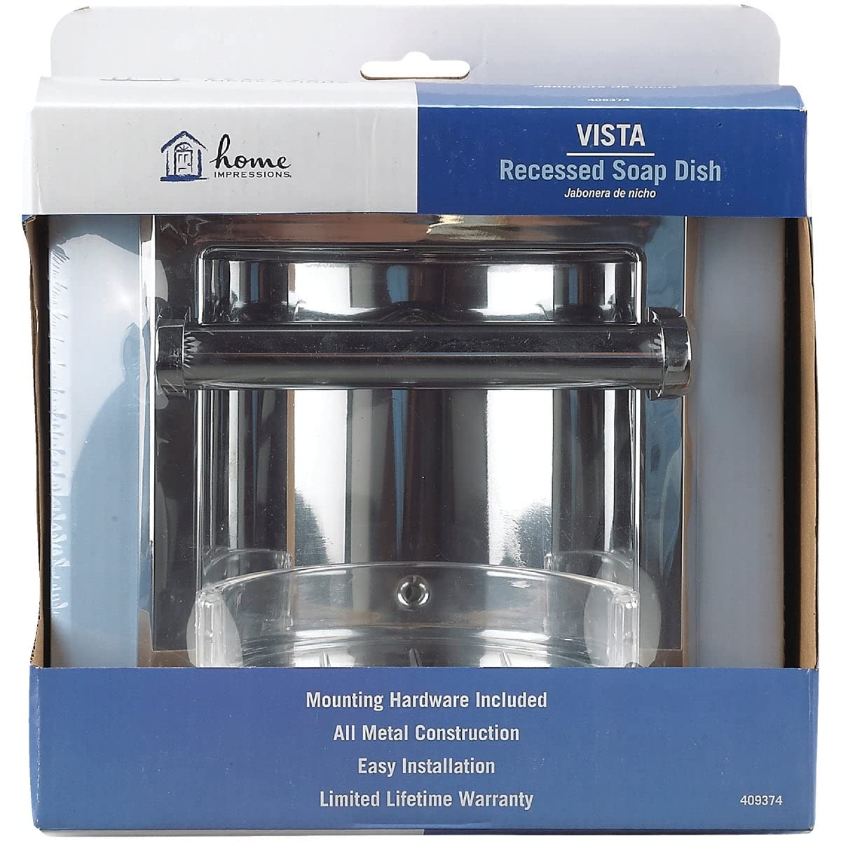 Home Impressions Vista Recessed Soap Dish & Toilet Paper Holder Set - Bathroom Wall Mount Organizer for Soap & Tissue - Perfect for Modern Bathrooms, Showers, and Powder Rooms