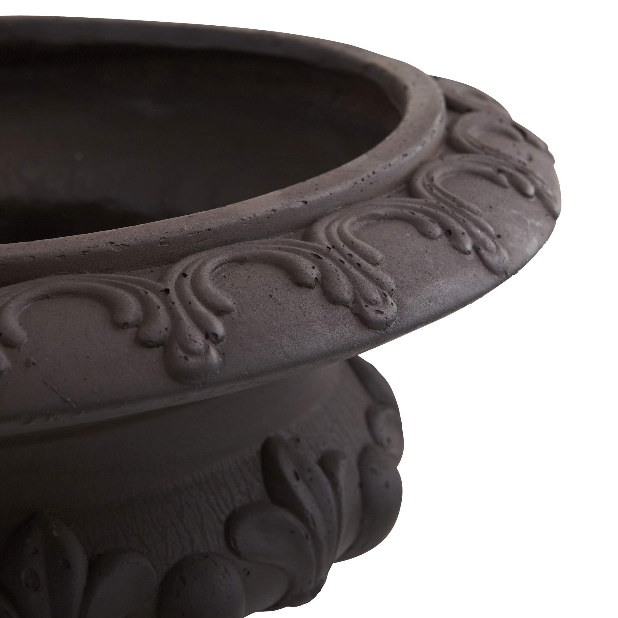 Nearly Natural 12.5 Inch Decorative Iron Finish Urn Planter - Indoor Outdoor Flower Pot Container in Gray for Patio, Garden, or Home Décor