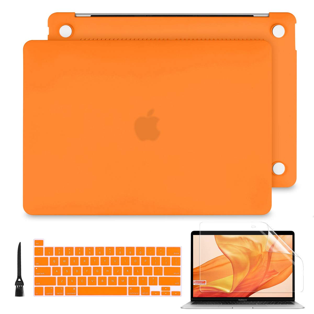 Batianda Hard Protective Case for MacBook Pro 16 inch (Model A2141 2019) with Touch Bar - Shockproof Matte Shell & Keyboard Cover in Orange - Perfect for Travel, Office & School Use