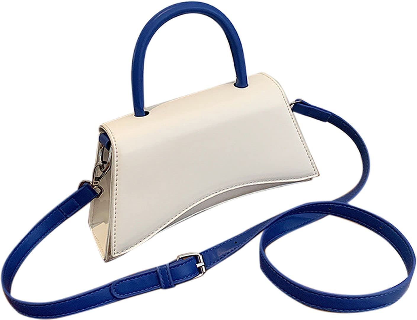 QZUnique Hourglass Shoulder Bag - Stylish Contrast Color Tote with Magnetic Buckle, Versatile Crossbody Purse for Women | Perfect for Work, Travel & Summer Outings