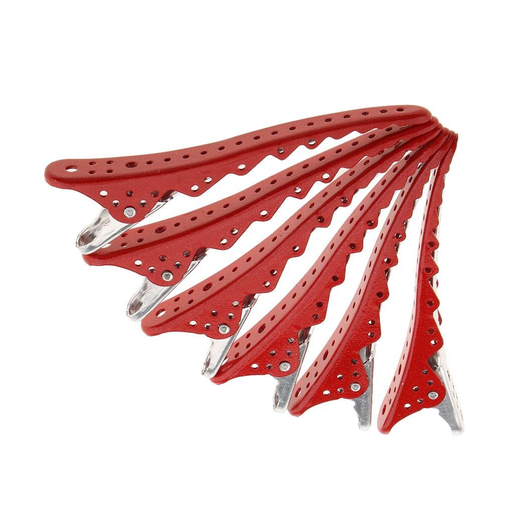 THE STYLE SUTRA® 6-Piece Salon Hair Sectioning Clips - Professional Hairdressing Clamps with Strong Grip for Styling, Coloring & Cutting (Red) | Women's Hair Accessories for Salon & Home Use