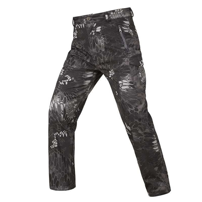 Tactical Combat Camouflage Softshell Pants - Outdoor Airsoft Shooting Hunting BDU Trousers for Men | Durable & Water-Resistant for Tactical Training, Airsoft Games, and Outdoor Adventures