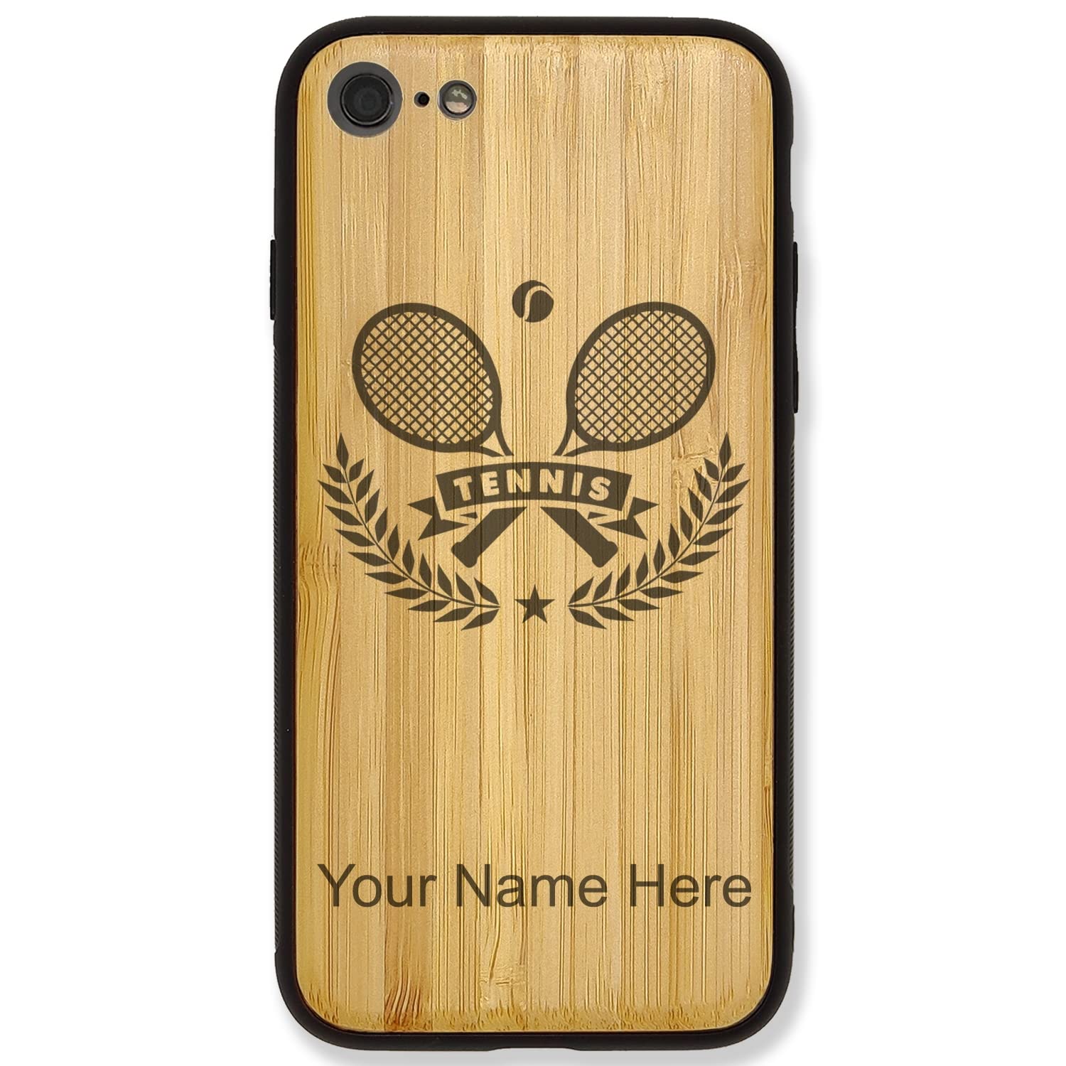 Premium Bamboo Phone Case for iPhone 7 Plus & 8 Plus with Custom Engraving | Durable Protective Cover | Perfect for Tennis Players & Sports Enthusiasts