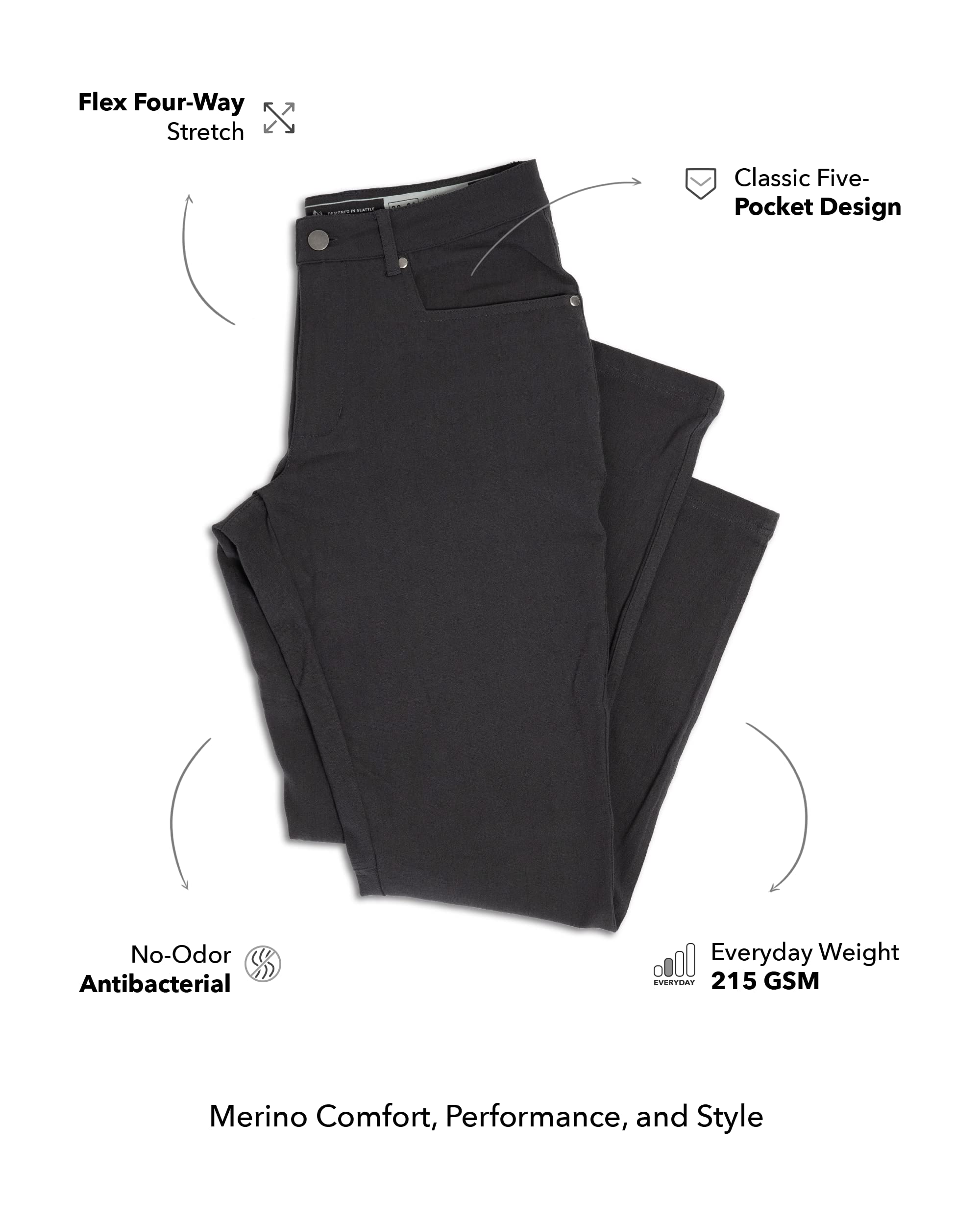 Woolly Clothing Co Men's Merino Wool Longhaul Pants - Premium Travel & Outdoor Hiking Pants for Comfort & Durability