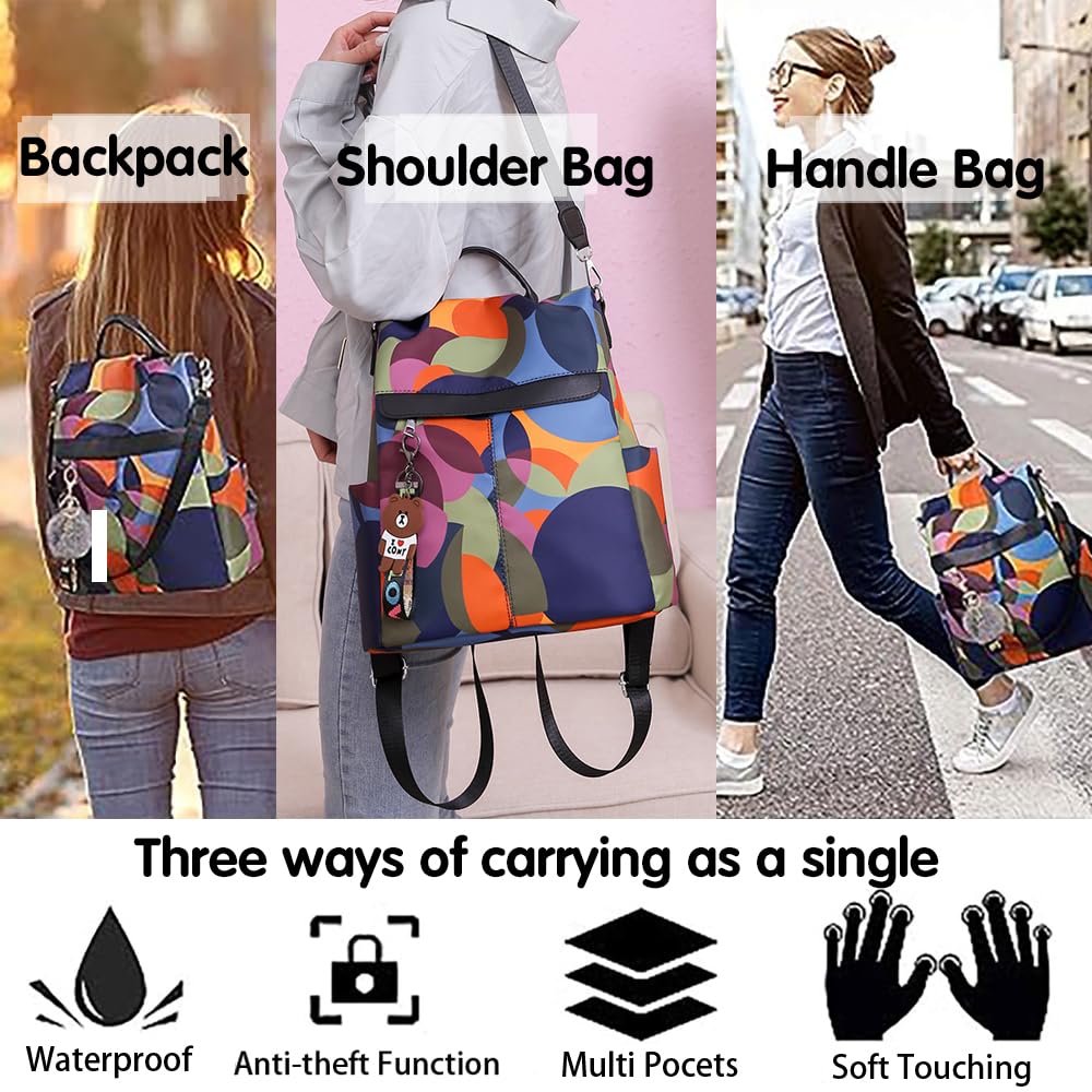 COFIHOME Anti-Theft Waterproof Nylon Backpack Purse for Women - Lightweight Travel Shoulder Bag, College Bookbag for Commuting, Hiking & Daily Use