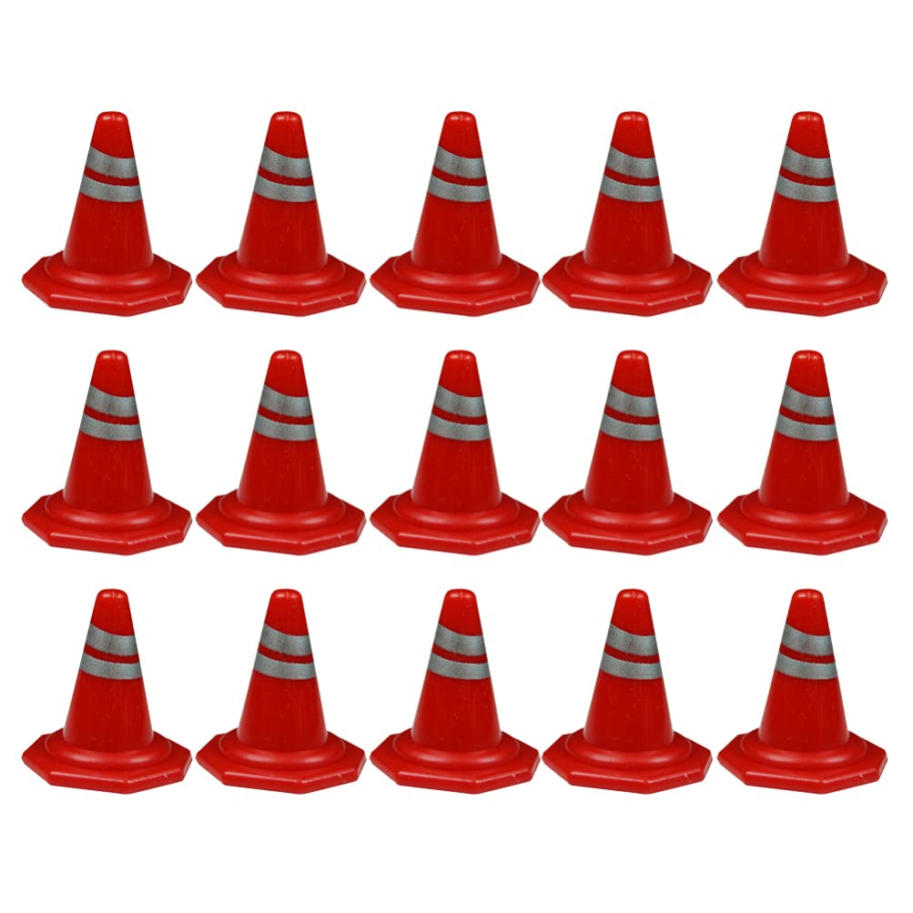 iplusmile 15pcs Mini Traffic Cones Set - Road Construction Toys for Kids, Pretend Play, Sand Table Accessories - Perfect for Traffic Simulation, Parking Games & Educational Playtime