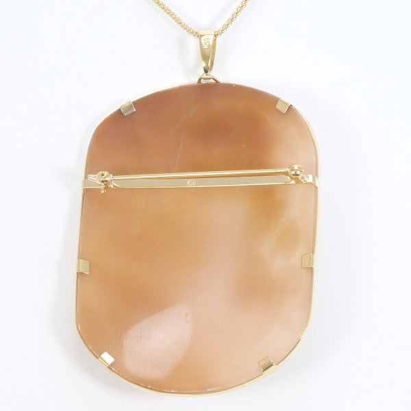18K Yellow Gold Shell Cameo Pendant & Brooch - Vintage Two-Way Convertible Jewelry for Women - Perfect for Weddings, Parties & Special Occasions