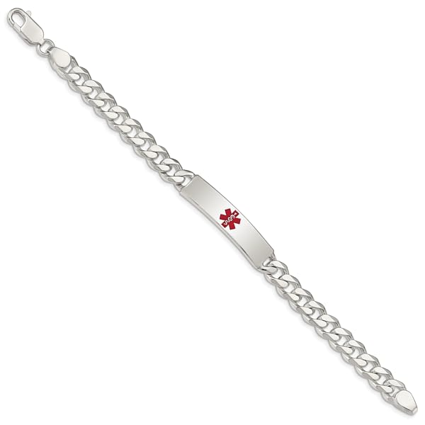 925 Sterling Silver Medical Alert ID Bracelet for Men & Women - Custom Engraved Name & Emergency Info - Curb Link Chain - Perfect for Allergies, Diabetes & Medical Conditions