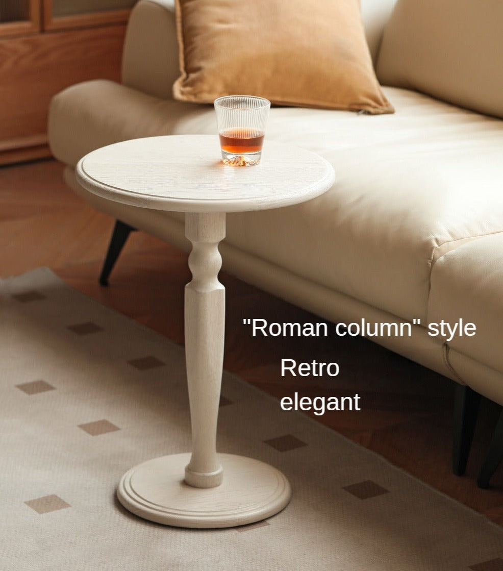 Solid Oak Wood Side Table - Cream Finish - Perfect for Living Room, Bedroom, or Office Accent Furniture