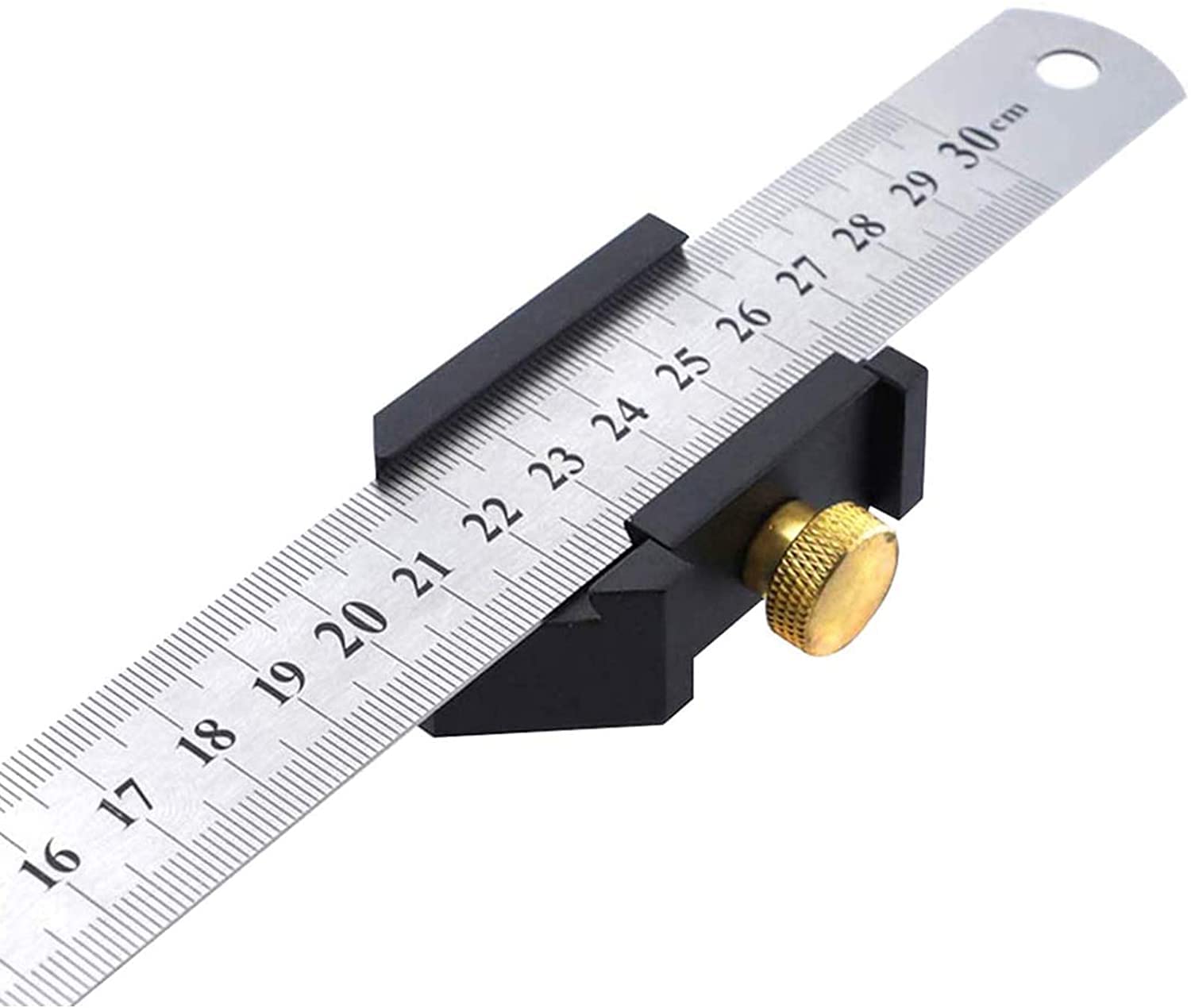 Steel Ruler Positioning Block Stop - 300mm Woodworking Measuring Tool with Line Locator | Universal DIY Carpentry Tool for Accurate Marking & Cutting | Perfect for Woodworking Projects & Home Improvement