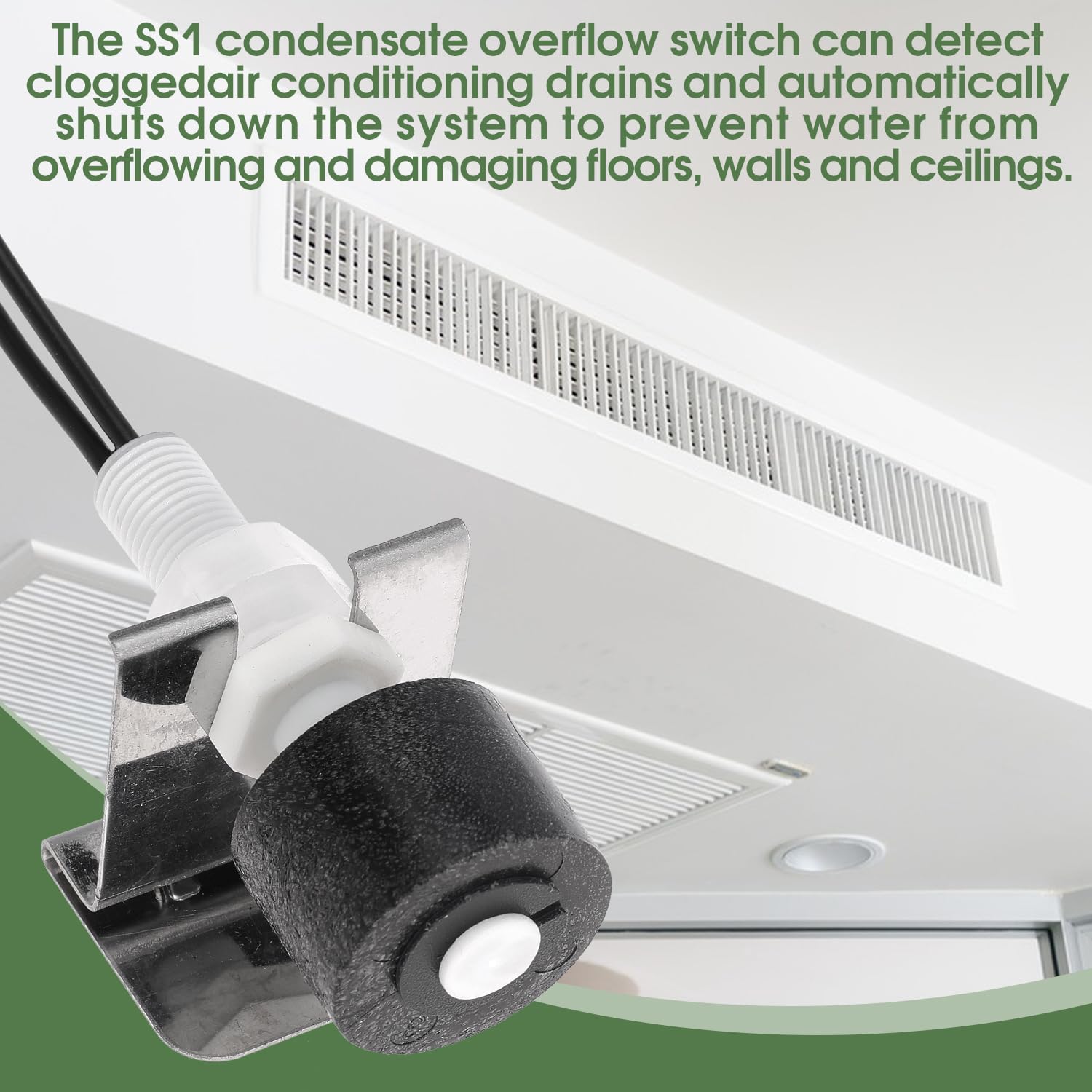 SS3 Float Switch Condensate Overflow Switch (15Pcs) - Replacement for HVAC Drain Pan 97647 - Works with Primary & Auxiliary Drain Pans - Prevents Water Damage from AC Unit Condensation Leaks - Ideal for Home, Office and Commercial HVAC Systems