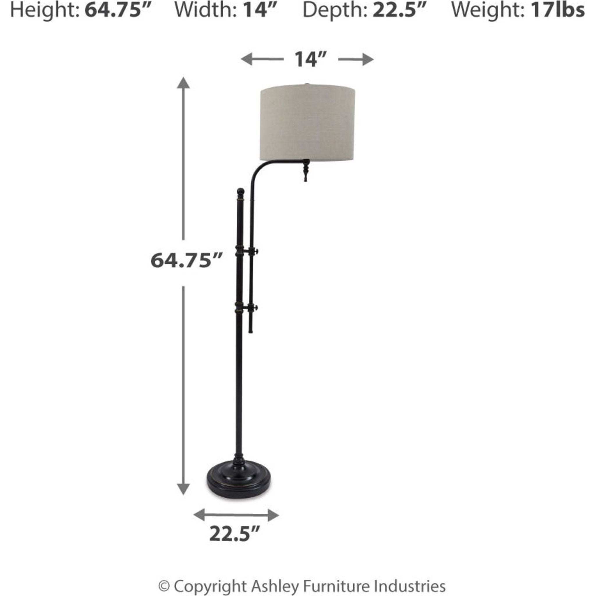 Anemoon Modern Floor Lamp in Black - 65 Inch Tall Standing Light for Living Room, Bedroom & Office Decor