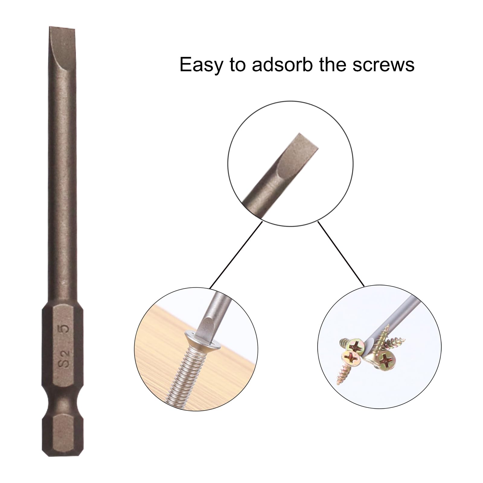 10Pcs Magnetic Flat Head Screwdriver Bits Set - 5mm/0.2