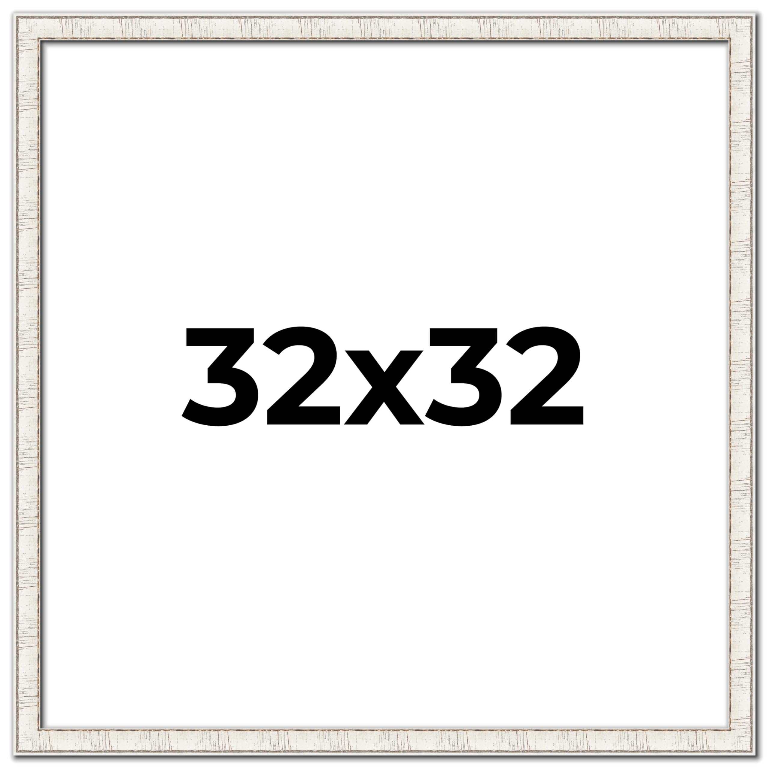 32x32 White Birch Bark Solid Wood Picture Frame - 1.75 Inch Moulding Width with UV Acrylic Plexiglass, Foam Board Backing & Hanging Hardware - Perfect for Wall Art, Family Photos, and Home Decor