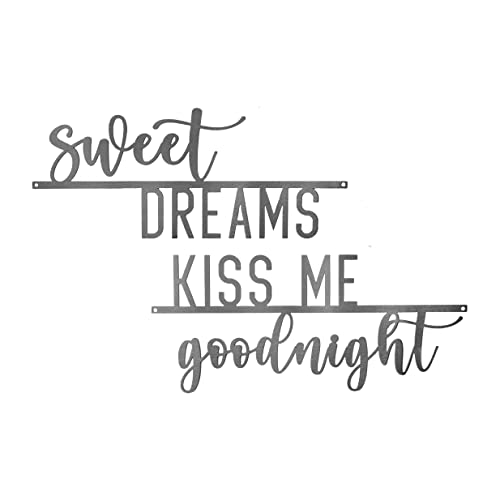 ROCC Rusted Orange Craftworks Co. Sweet Dreams Collection - 'Kiss Me Goodnight' Metal Wall Art Sign for Bedroom Decor, Housewarming Gift for New Home | Rustic Above Bed Decor, Romantic Bedroom Accent