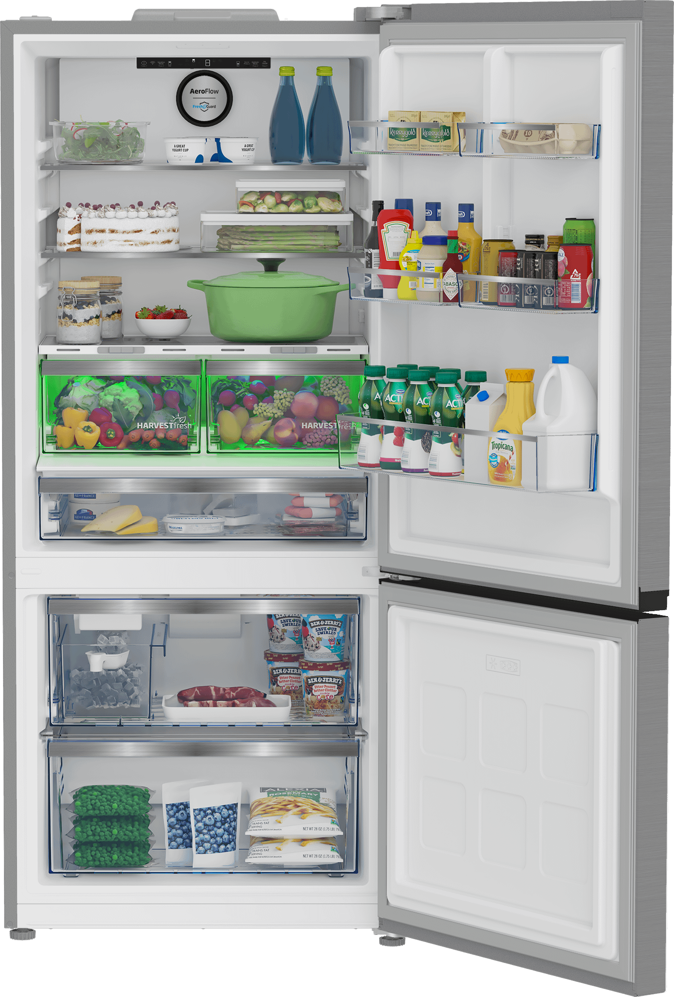 Beko BFBF30116SSIM 30-Inch Stainless Steel Bottom Freezer Refrigerator - Energy Efficient, Spacious Storage for Kitchens, Apartments & Small Homes