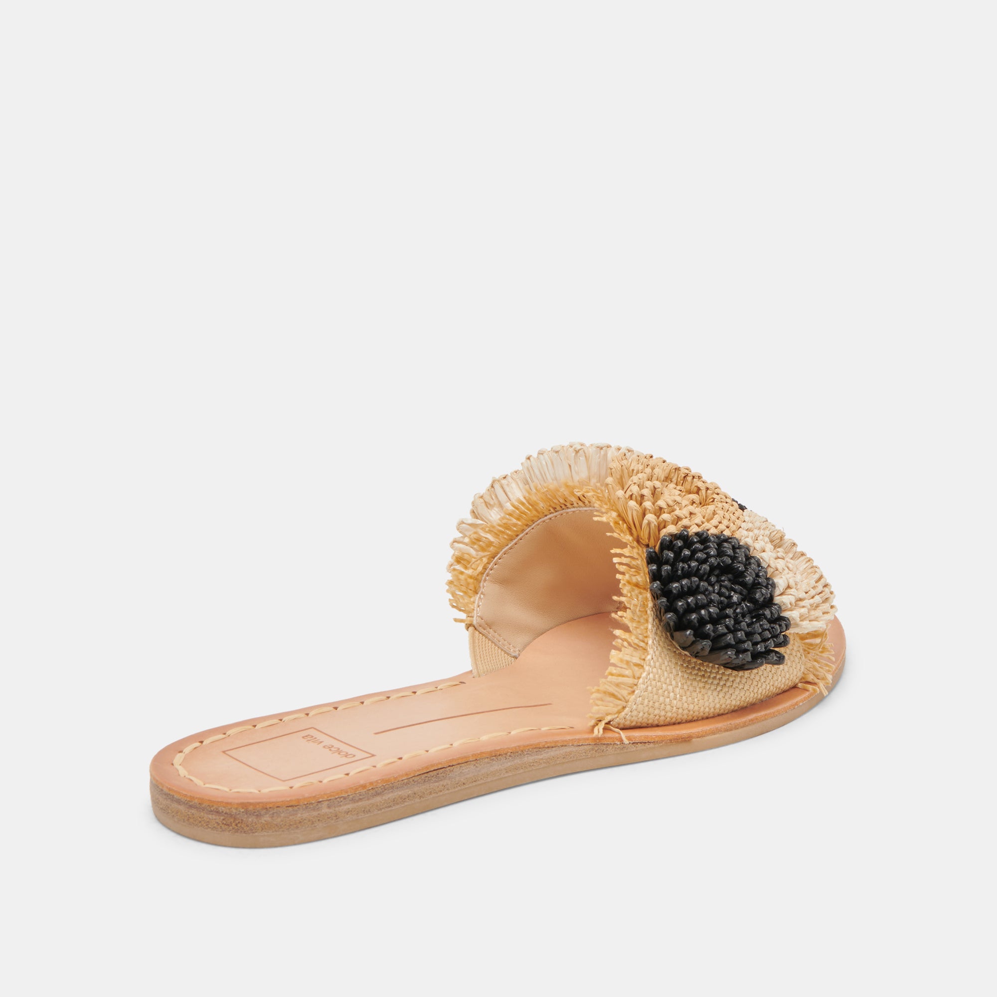 DANELA Women's Black Natural Raffia Sandals - Comfortable Summer Beach Sandals for Walking, Travel & Vacation
