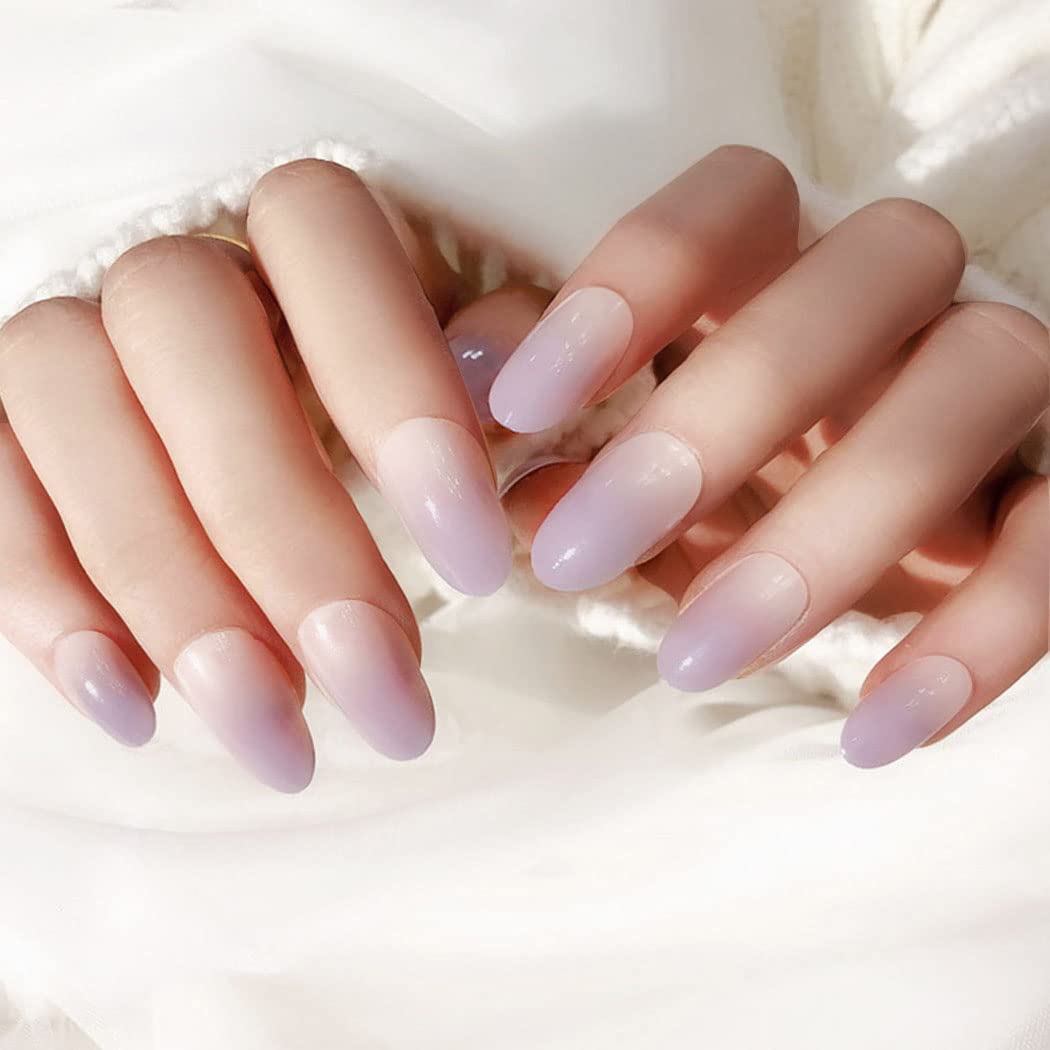 Ombre Short Press on Nails - Square Glossy Fake Nails for Women | Ballerina Artificial False Nails | Party Stick on Nails for Girls (Blue) - Perfect for Weddings, Parties & Daily Wear