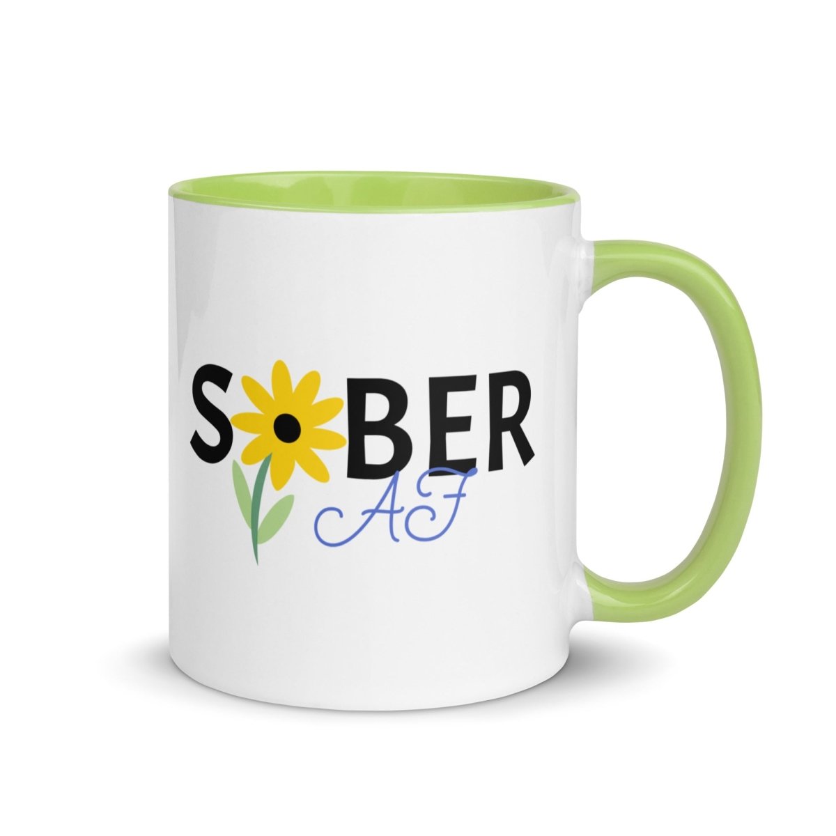 Sunflower Sober AF Blossom Mug - 15oz Inspirational Coffee Cup with Handle, Funny Gift for Women & Men - Perfect for Home, Office & Recovery Meetings