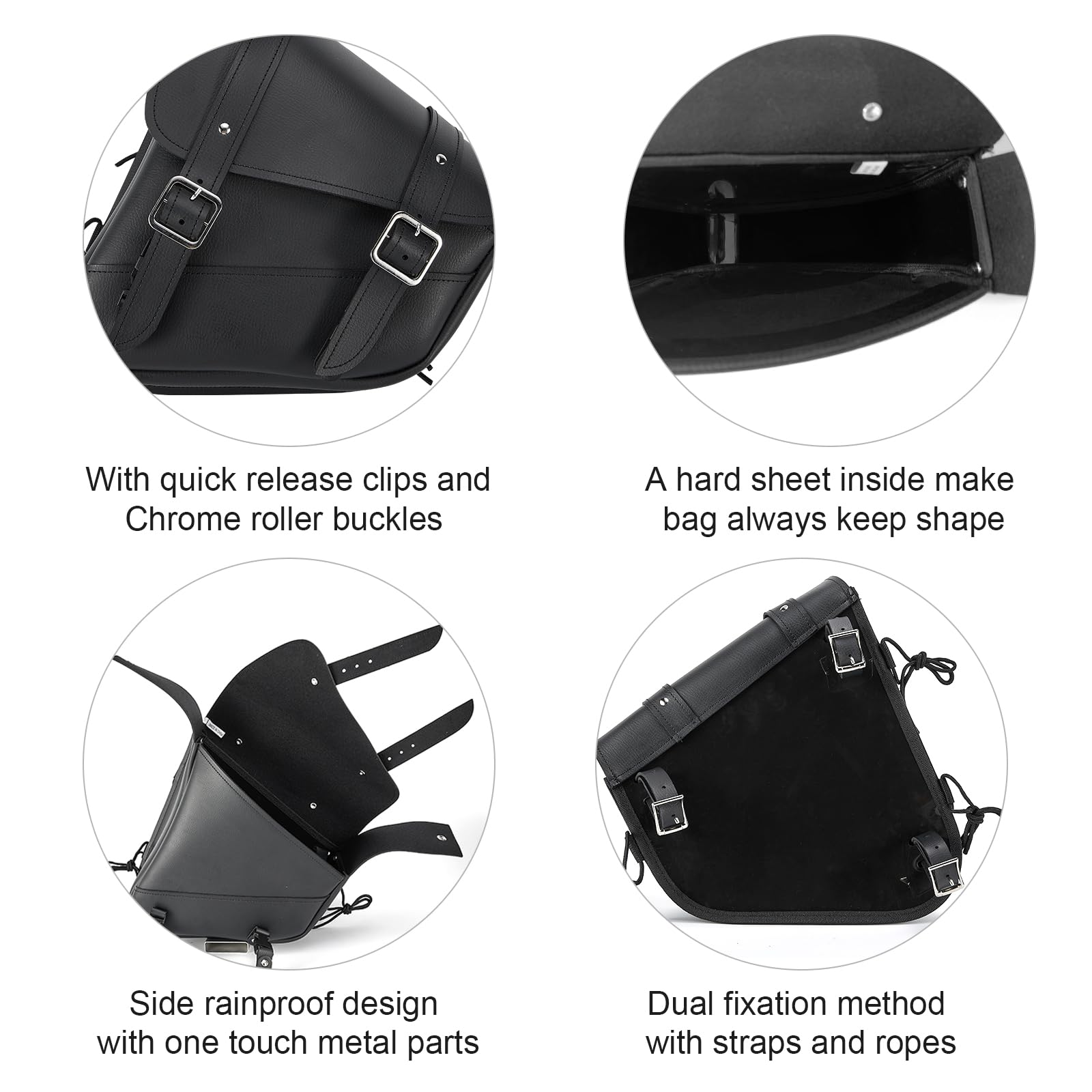 Waterproof Motorcycle Saddle Bags - Synthetic Leather Side Bag for Softails & Sportsters (10