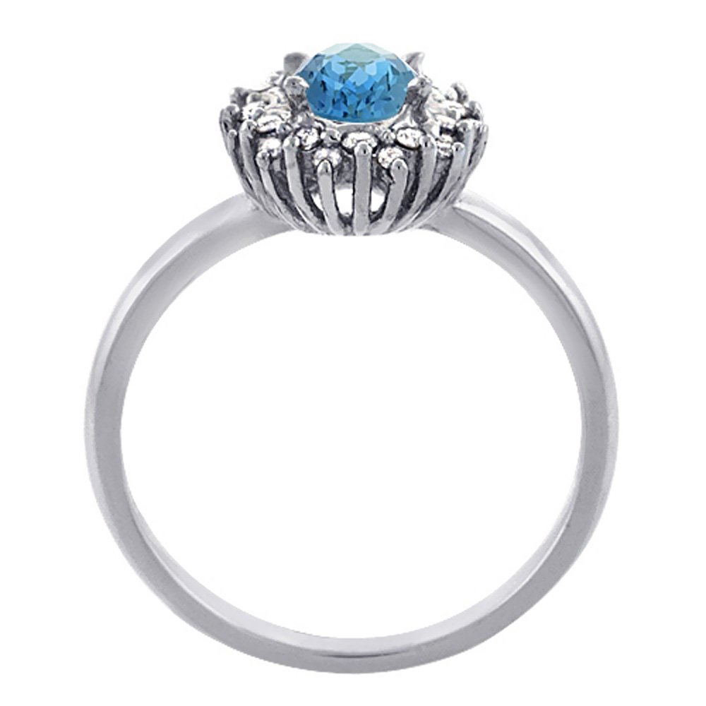 14K White Gold Oval London Blue Topaz Diamond Engagement Ring - 7x5mm, Size 5-10 - Perfect for Proposals, Anniversaries & Special Occasions