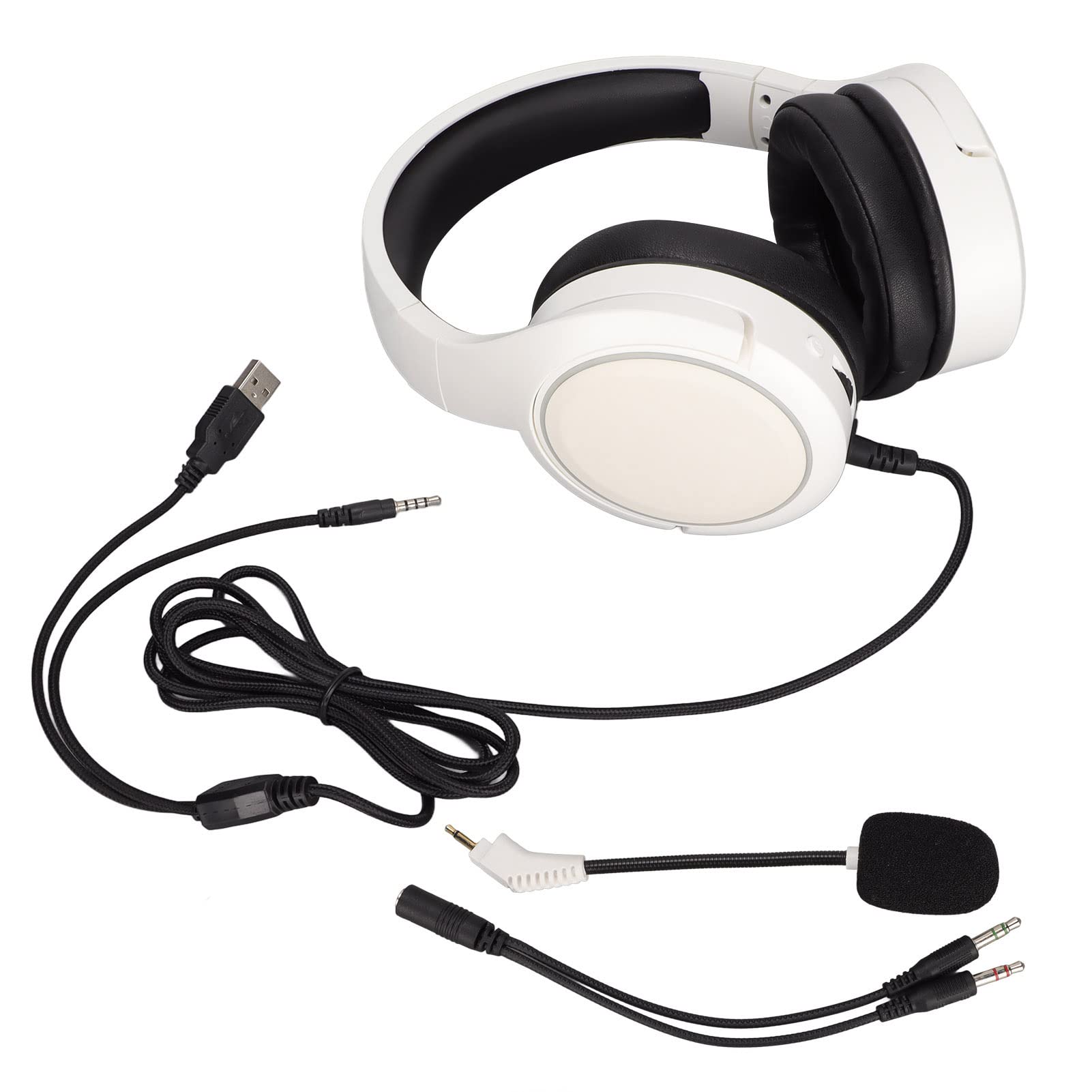High-Quality Wired Gaming Headset with Heavy Bass & Noise Cancellation - Comfortable Over-Ear Computer Headphones for PC, PS4, Xbox (White) - Perfect for Competitive Gaming, Streaming & Online Meetings