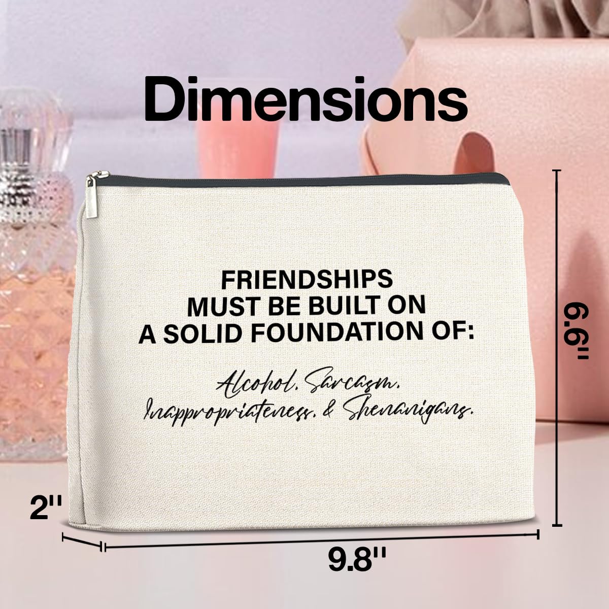 Funny Friendship Makeup Bag for Women - Bestie Gift for Travel & Daily Use