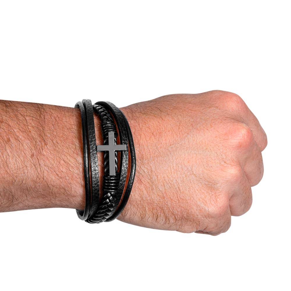 Stylish Leather Cross Bracelet for Dad - Perfect Father's Day, Birthday & Christmas Gifts - Ideal for Daily Wear & Special Occasions