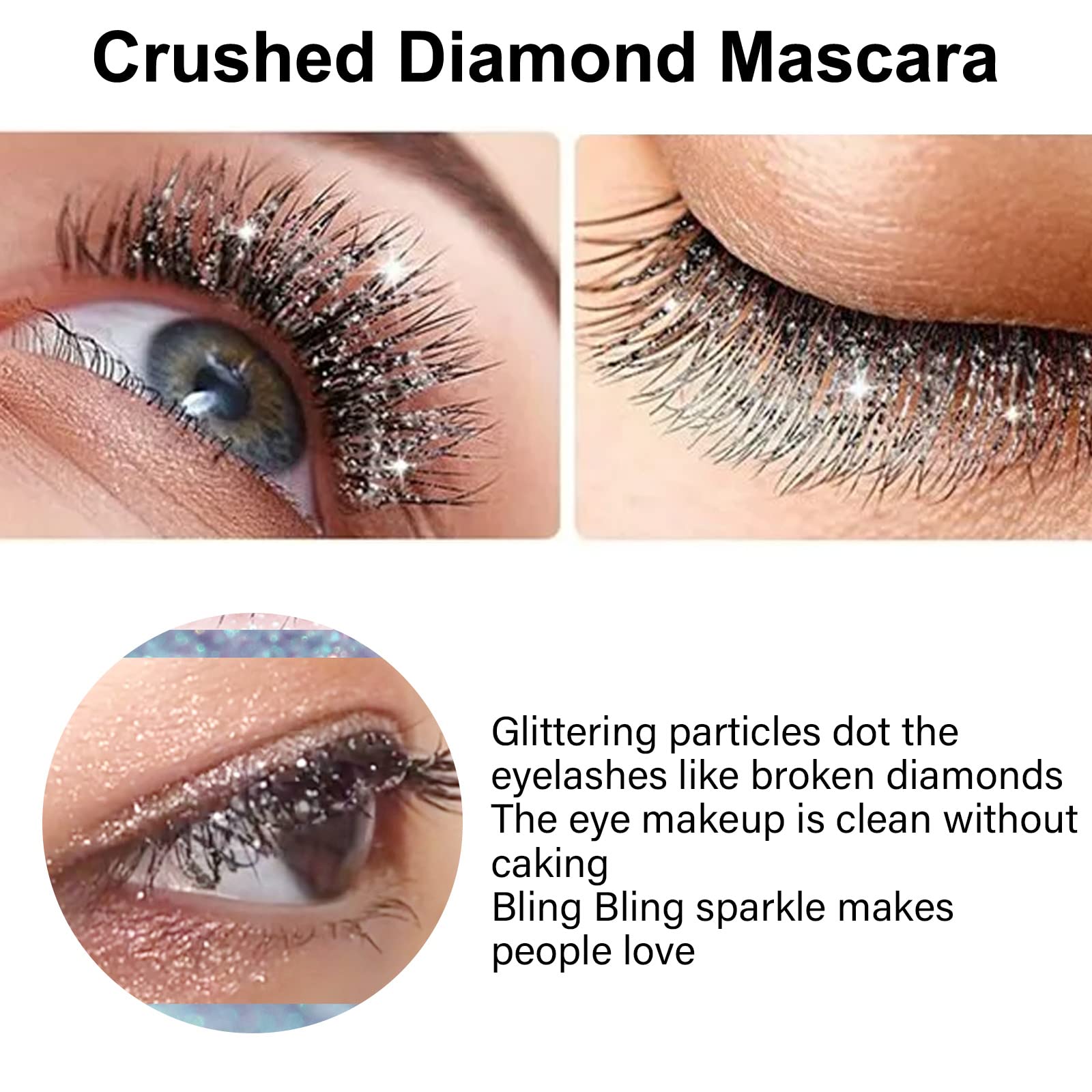 Waterproof Diamond Glitter Mascara - Long Lasting Shiny Sparkling Lash Makeup for Daily Wear, Cosplay, Party & Wedding | Perfect for Night Out, Special Events & Festival Makeup Looks